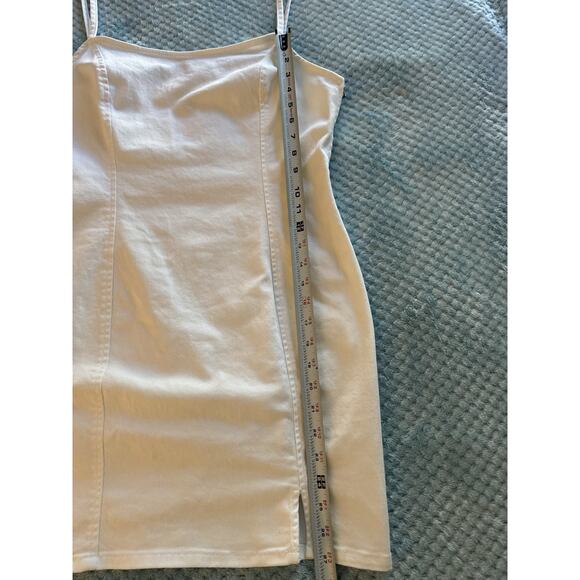 H&M White Denim Mini Dress Bachelorette Bridal Wedding Women's Large Tank Top - Picture 6 of 10